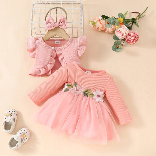 Princess Party Tulle Dress with Coat Headband Set