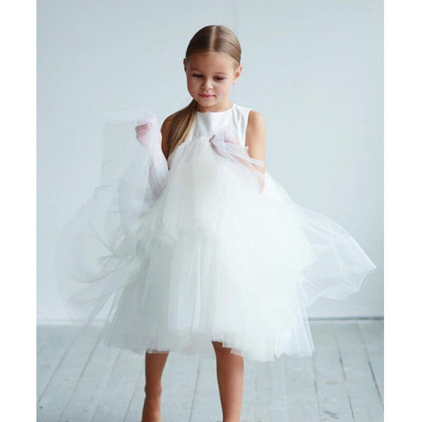 Party White Tutu Lace Gown - Cotton Castles Luxury Kids